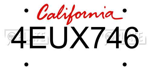 4EUX746 California License Plate