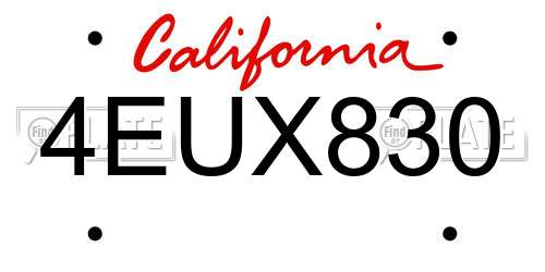 4EUX830 California License Plate