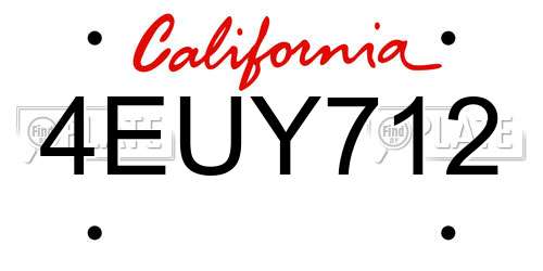 4EUY712 California License Plate