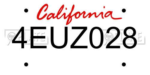 4EUZ028 California License Plate