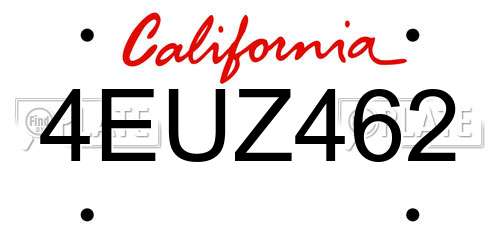 4EUZ462 California License Plate