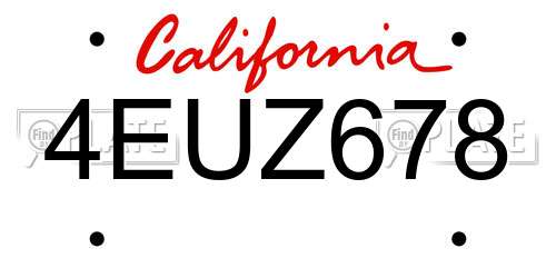4EUZ678 California License Plate