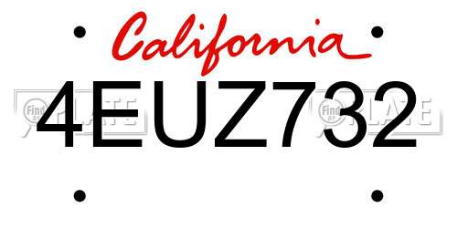 4EUZ732 California License Plate