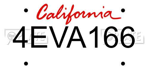 4EVA166 California License Plate