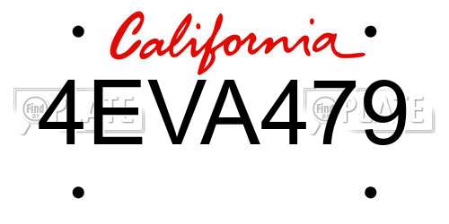 4EVA479 California License Plate