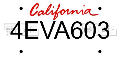 4EVA603 California License Plate