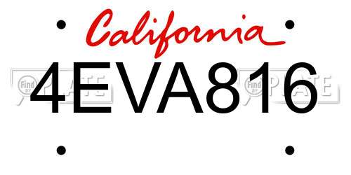 4EVA816 California License Plate
