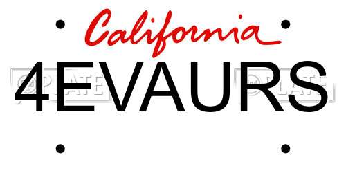 4EVAURS California License Plate