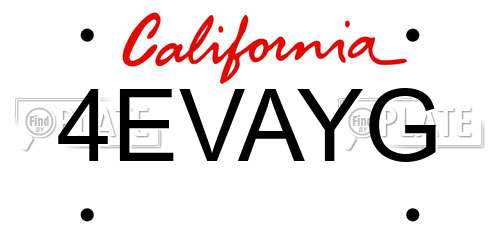 4EVAYG California License Plate