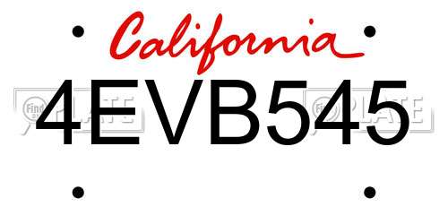 4EVB545 California License Plate