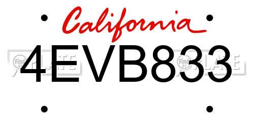 4EVB833 California License Plate