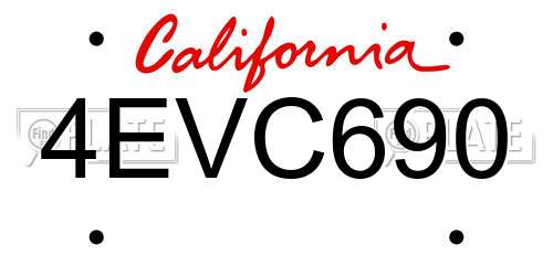 4EVC690 California License Plate