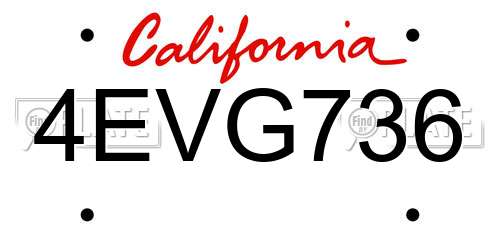 4EVG736 California License Plate