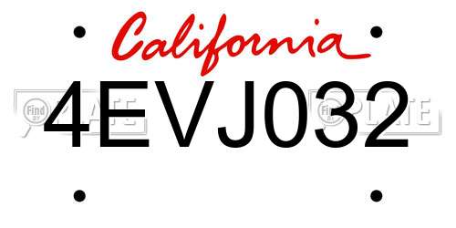 4EVJ032 California License Plate