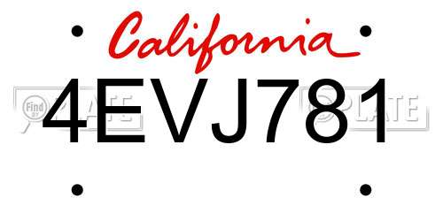 4EVJ781 California License Plate