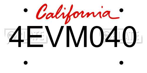 4EVM040 California License Plate