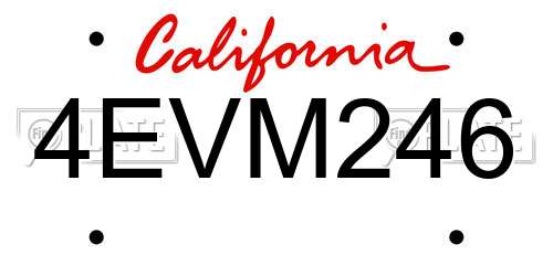 4EVM246 California License Plate