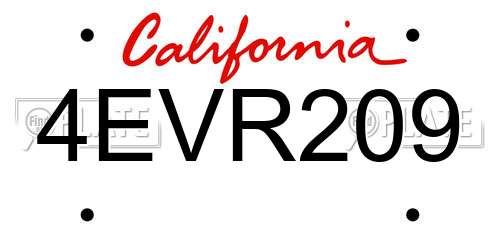 4EVR209 California License Plate