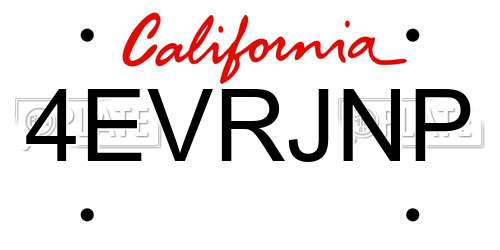 4EVRJNP California License Plate