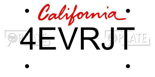 4EVRJT California License Plate