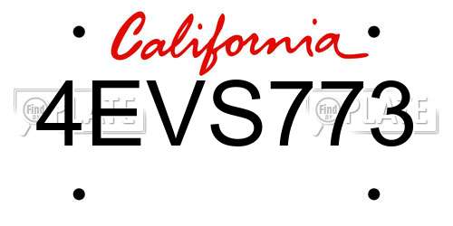 4EVS773 California License Plate
