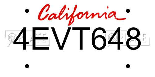4EVT648 California License Plate