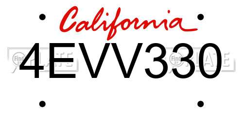 4EVV330 California License Plate