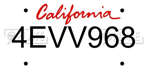 4EVV968 California License Plate