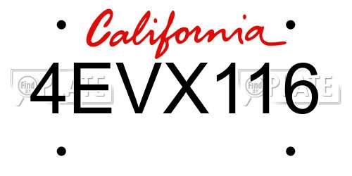 4EVX116 California License Plate