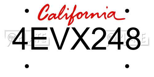 4EVX248 California License Plate