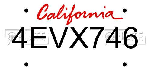 4EVX746 California License Plate