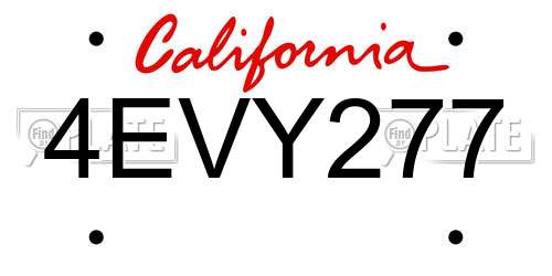 4EVY277 California License Plate