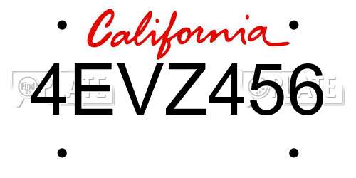 4EVZ456 California License Plate