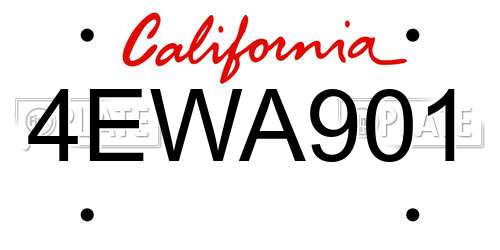 4EWA901 California License Plate