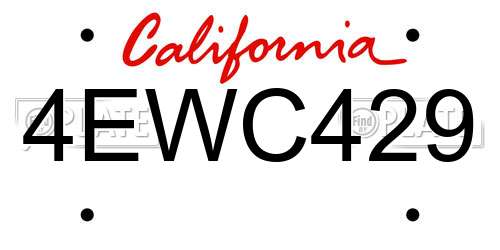 4EWC429 California License Plate