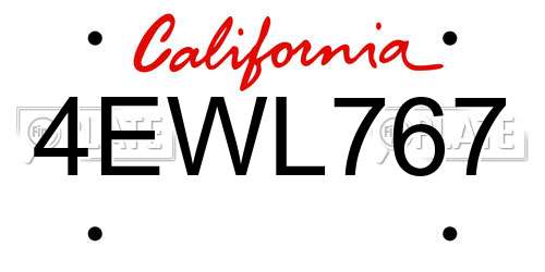 4EWL767 California License Plate