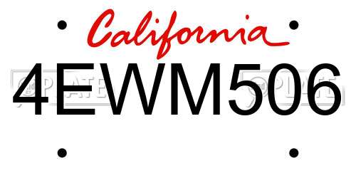 4EWM506 California License Plate