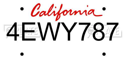 4EWY787 California License Plate