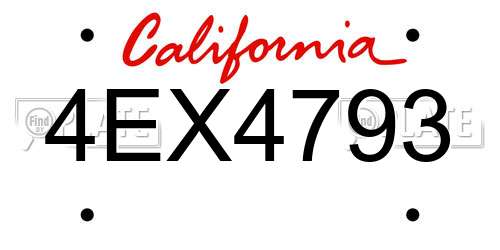 4EX4793 California License Plate
