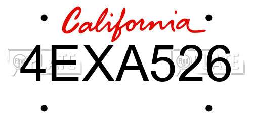 4EXA526 California License Plate