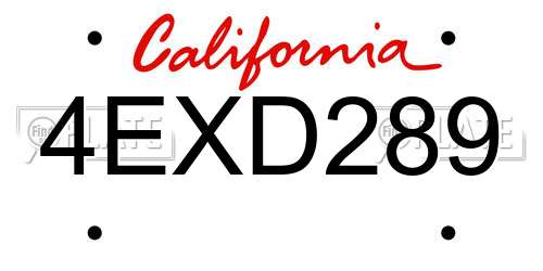 4EXD289 California License Plate