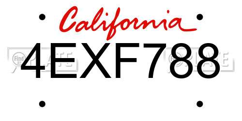 4EXF788 California License Plate