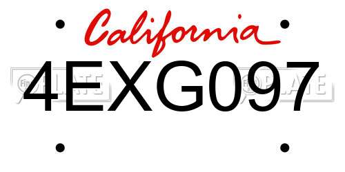 4EXG097 California License Plate