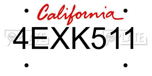 4EXK511 California License Plate