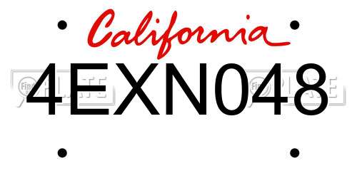 4EXN048 California License Plate