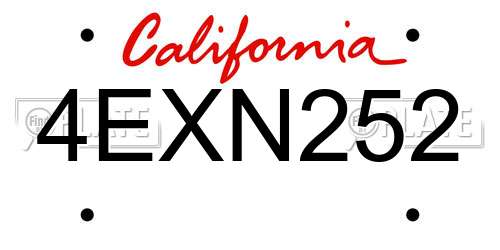 4EXN252 California License Plate