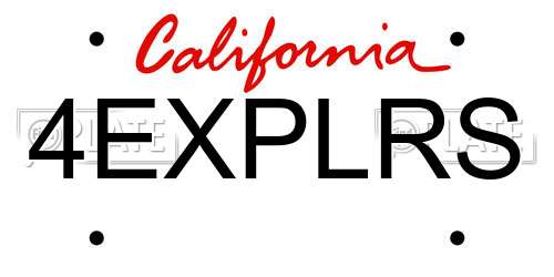 4EXPLRS California License Plate