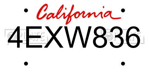 4EXW836 California License Plate