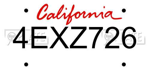 4EXZ726 California License Plate