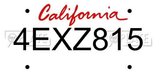 4EXZ815 California License Plate